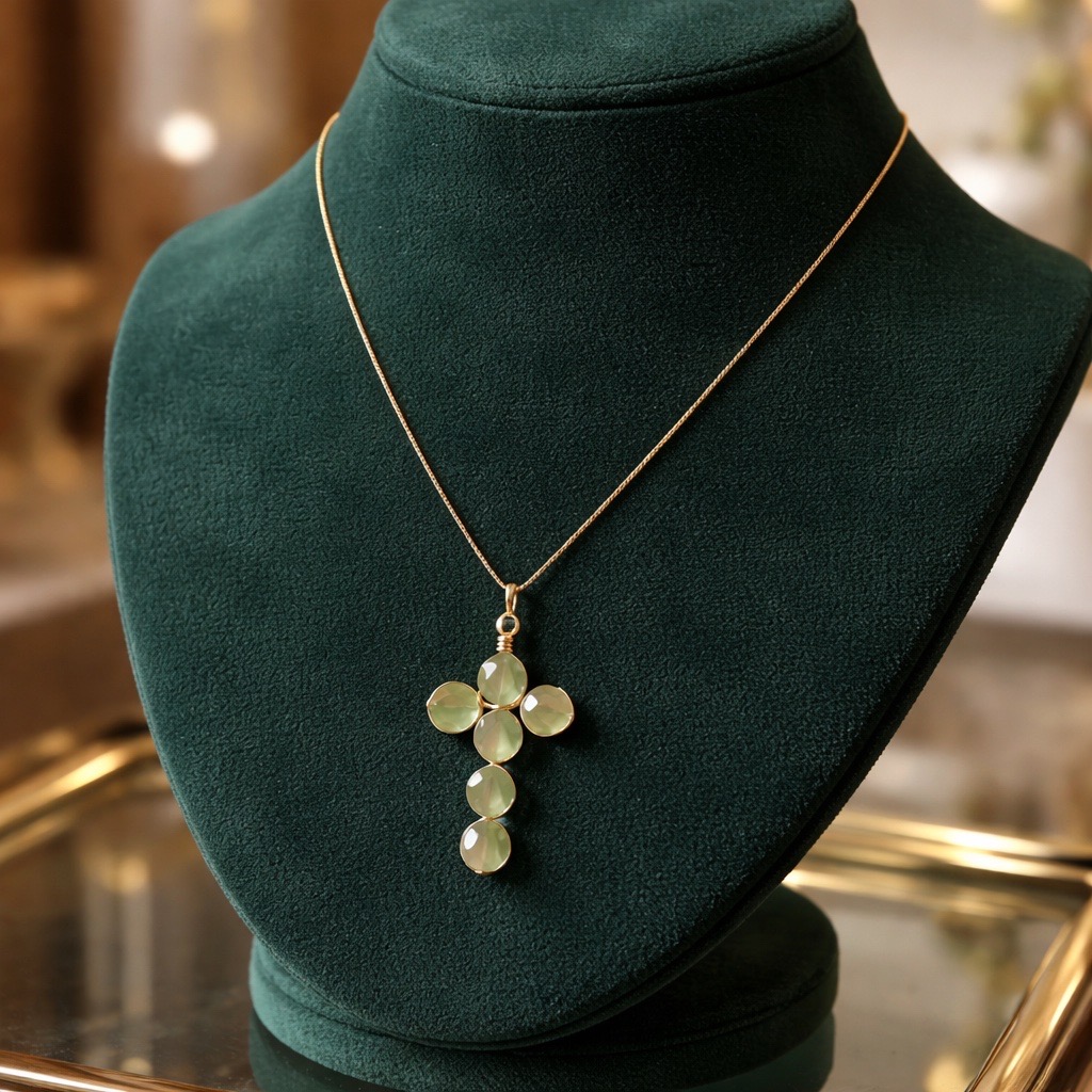 Blue Cross with Gold Chain