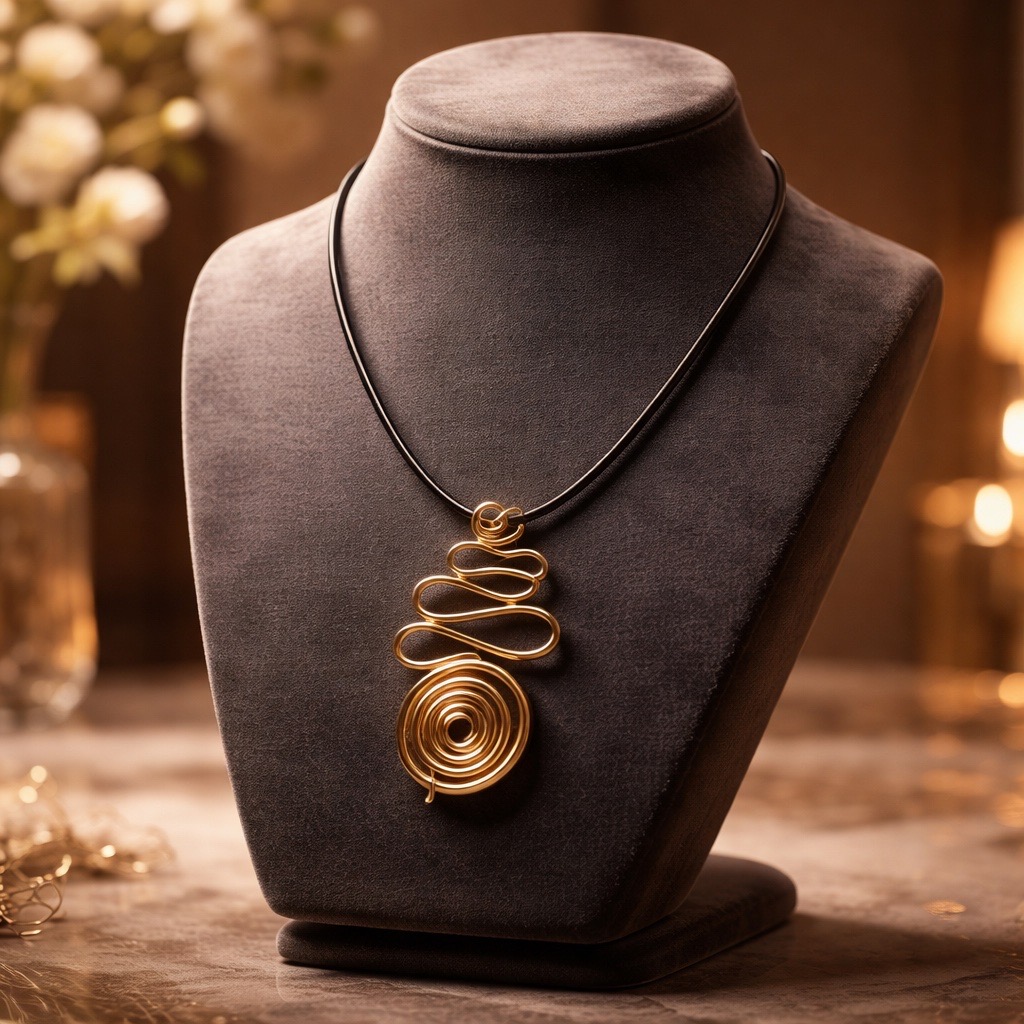 Gold wire art necklace