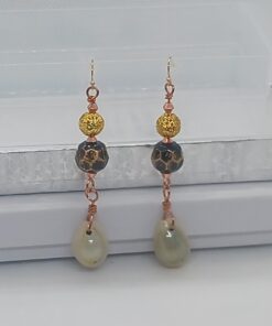 Gold and Black Shell Earrings