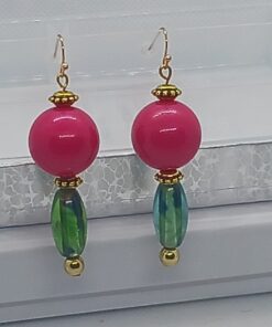 Rose and Green Earrings