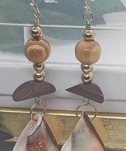 Wood and Shell Earrings