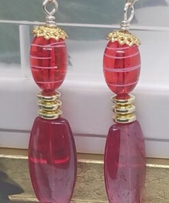 Gold and Red Fire Earrings
