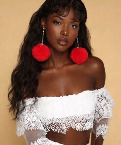 Big Red Pom Pom Earrings