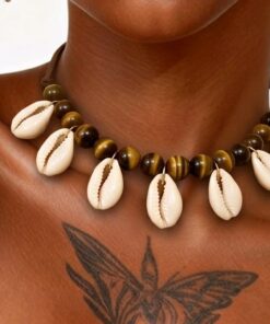 Glass Beads and Cowrie Shells Necklace