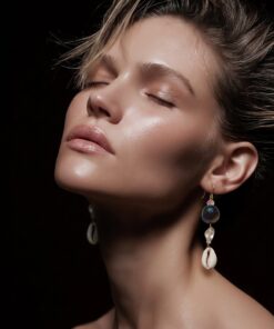 Cowrie Shell Earrings - Black Bead Elegance