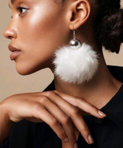 Large White Pom Pom Earrings