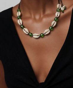 Green Cowrie Necklace