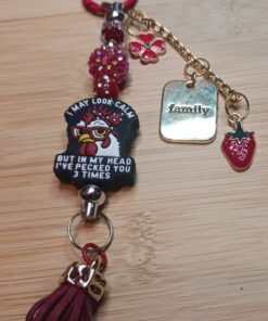 Witty "Mean Chicken" Bag Charm